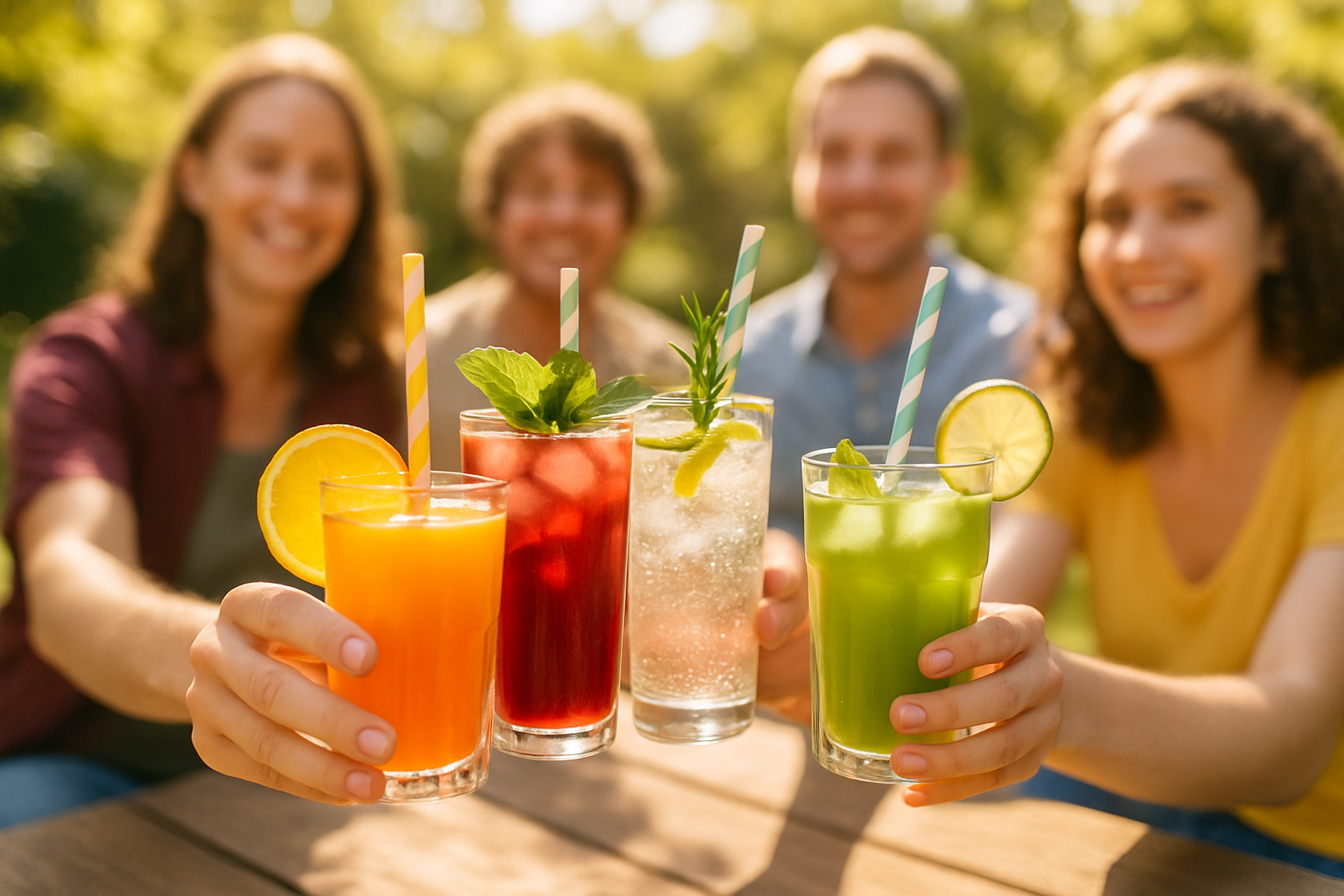 bene, puoi rendere sfuocati i volti e concentrare l'attenzione sui drink
